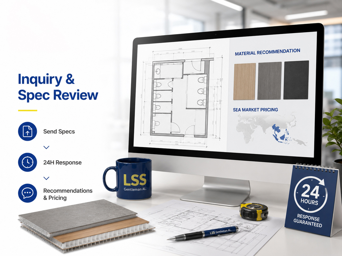 Project inquiry and specification review for HPL panels and restroom partition systems with material recommendation and quotation support